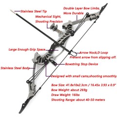 Mini Compound Bow Kit Archery Target Shooting 16″ Pocket Bow Kid Toy Game Sports