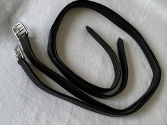 AMERIGO 150cm / 59″ Stirrup Leathers BLACK Italian CALFSKIN~No Strtech~GREAT CON