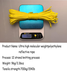 12 Strand Braided Dyneema Rope -3mm 700kg Fracture Strain – Suitable for Tents,