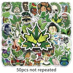50 Piece Weed Leaves Stickers Smoking Graffiti for Skateboard Luggage Laptop USA