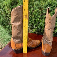 Tony Lama Vintage Exotic Ostrich Patchwork Leather Cowboy Boots Size 8.5 D