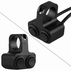 CNC Aluminum Alloy Motorcycle Handlebar Switch, 12V Push Button Switch, Black,