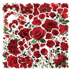 30Pcs Aesthetic Red Plant Rose Floral Flower Valentine’s Day Waterproof Stickers