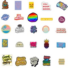 50pcs Vinyl Waterproof Inspirational Sticker Pack For Laptop,Water Bottle