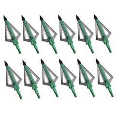 12Pcs Broadheads 100 Grain 3 Fixed Blade Archery Arrowheads Bow Hunting Points