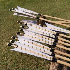 32″ Wooden Arrow 5″ Turkey Feather Archery Recurve Bow Longbow Hunting Shooting