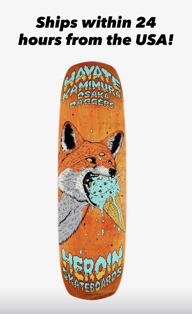 New Heroin Skateboard Deck Hayate Fox 8.88 Double Shovel FAST SHIP Shaped SEALED