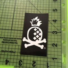 Pineapple Bones sticker, graphic logo collectible sticker, about 2” x 3.5”