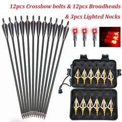 20″ Crossbow Bolts Arrows OD 8.8mm &/OR Hunting Broadheads &/OR LED Lighted Nock