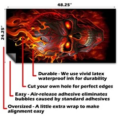 Flaming Skull Gothic Art Cornhole Board Wraps and Decals Vinyl Sticker