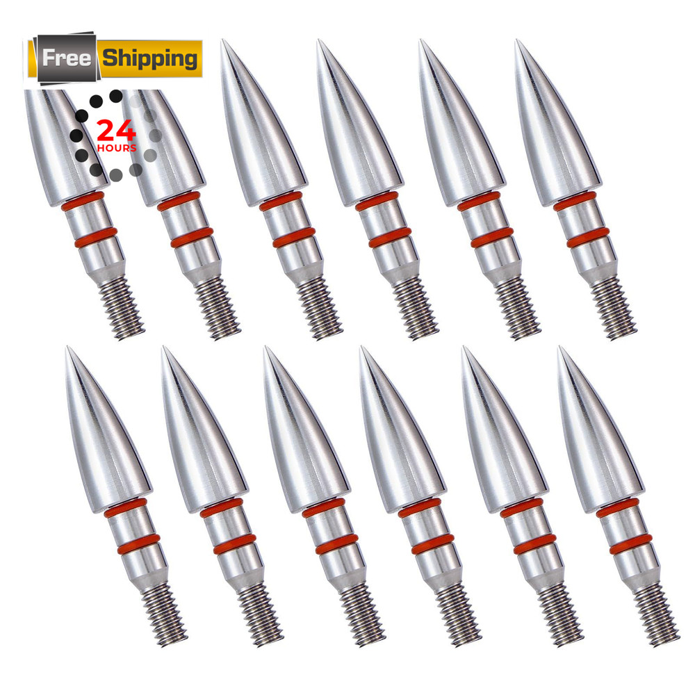 JGSDD 12pcs Archery Field Points, 100/125/150/300 Grain 5/16-100Gra», silvery