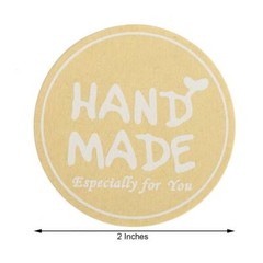 500 Natural 2 in Round Self Adhesive STICKERS Baked Love LABELS DIY Craft