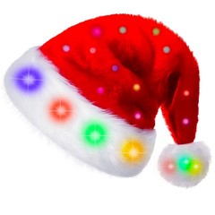 LED Light Up Christmas Santa Hat for Adult Women Men Holiday Xmas Headwear wi…