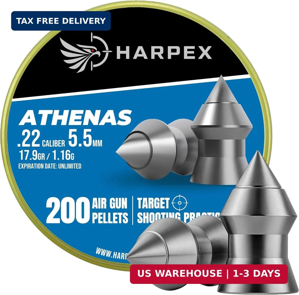 HARPEX Athenas .22 Cal Airgun Pellets – 17.9 Grain Pointed Design – High Accurac