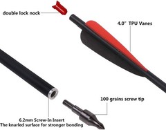 20in Hunting Carbon Crossbow Bolts Crossbow Arrows 100 Grain Broadheads Shooting
