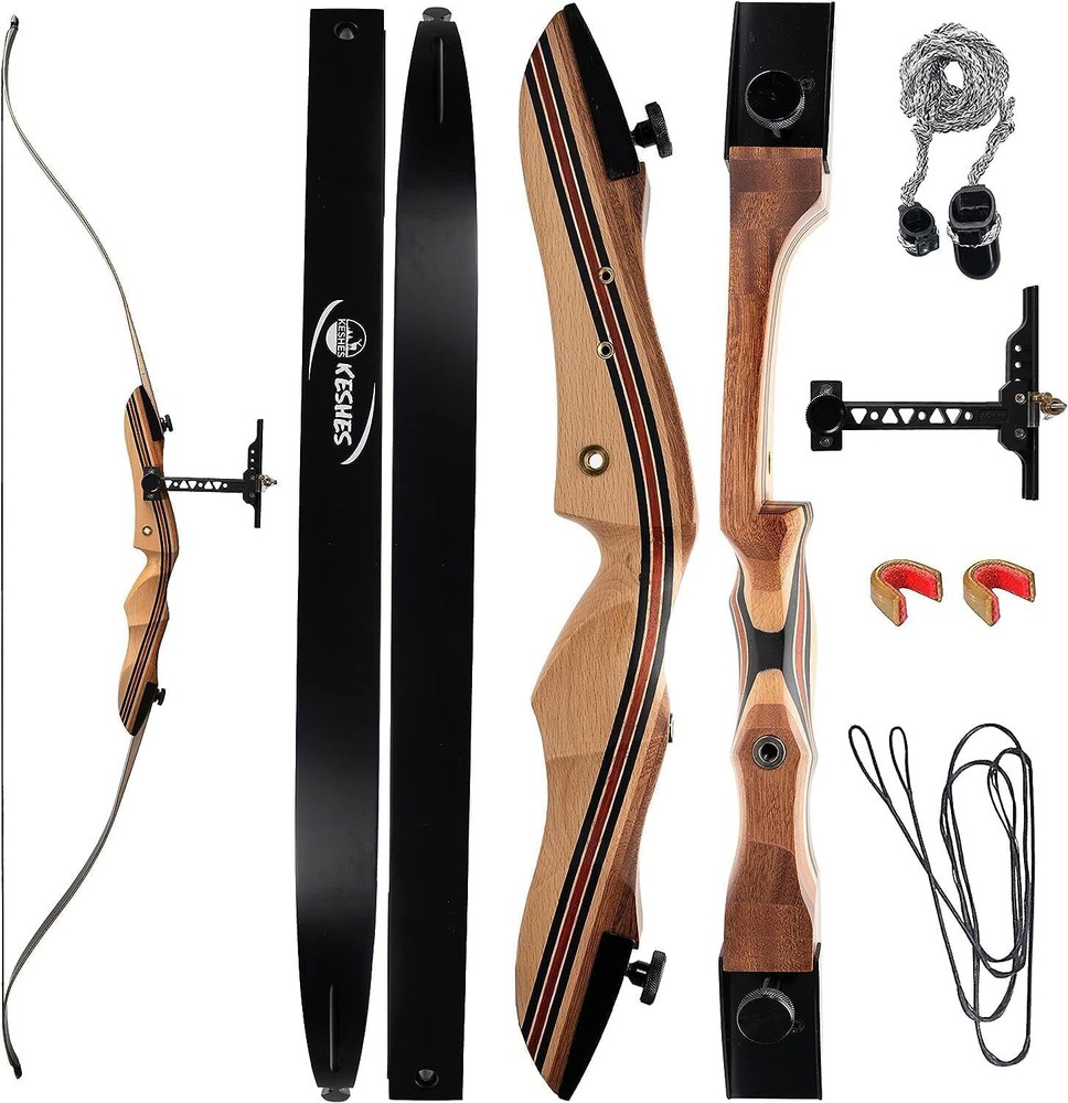 Keshes Takedown 62″ Hunting Recurve Bow & Arrow 15-60lb Draw Weight Right & Left