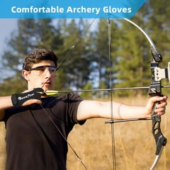 Archery Shooting Gloves Three Finger Leather Protector for Hunting Practice
