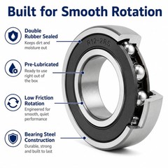 R12-2RS Ball Bearings 3/4″ x1-5/8 x7/16 10 Pack, Double Sealed Pre-Lubricated…
