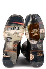 Men’s Tin Haul Royal Flush Boots Handcrafted Square Toe Black