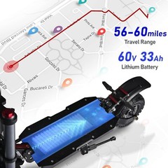 Adult Electric Scooter 2Wheel 5600W 50 MPH E-Scooter Urban Commuter 60V 33AH