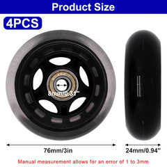 Skate Wheels With Bearings 3 Inch Roller Blade 76mm Outdoor and Indoor Clear Wh
