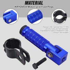 M8 90° Foldable Motorcycle Foot Pegs, CNC Aluminum Alloy & Anti-Skid Blue