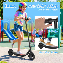 250W Electric Scooter for Kids Ages 8+ 13MPH 20 Mile Range Foldable 6.5″ Tire Bl