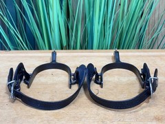 Black Western Spurs w Gold Trim & Black Leather Straps