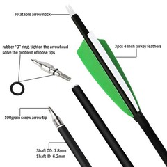 30 Inch Archery Carbon Arrows Hunting Arrows with 4” Turkey Feather Target
