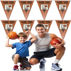 Basketball Game Time Pennant Banner, 100 Feet long, Basketball Backboard and