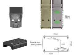 Tactical pistol 3 MOA Green Dot Reflex Sight OWL for Doctor Cut CQB Glock Mount