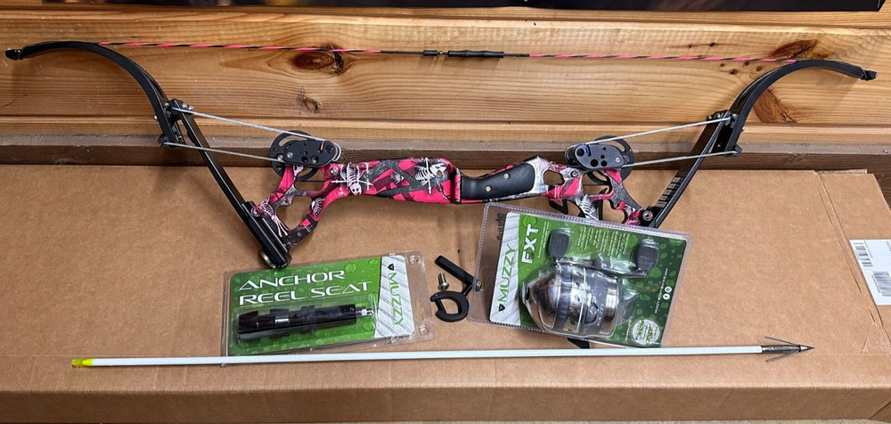 NEW Oneida Eagle Osprey Muzzy Reel PACKAGE Bowfishing Bow Pink SHORT