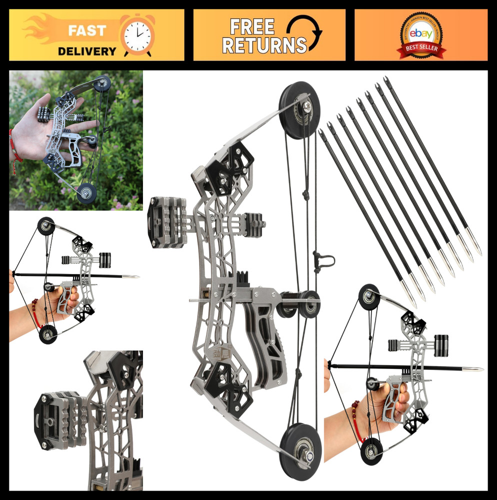 10.2″ Compound Bow Set with Stainless Steel, 4/8 Arrows & Target Paper – Archery