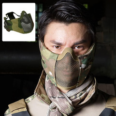 Foldable Airsoft Mesh Mask, Nylon Half Face Mesh Masks with Ear Cover Protection