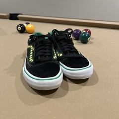 VANS x Shake Junt Pro Skateboarding Shoes Black/Green Yellow Dots US 9.5