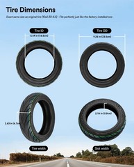 10×2.30-6.5 Highway Vacuum Tire, 10×2.3 Non-slip Tubeless Fit for NIU KQi2 Pr…