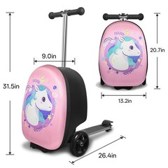 2-in-1 Kids Scooter Suitcase, 19in Large Capacity Ride-On Luggage with LED Li…