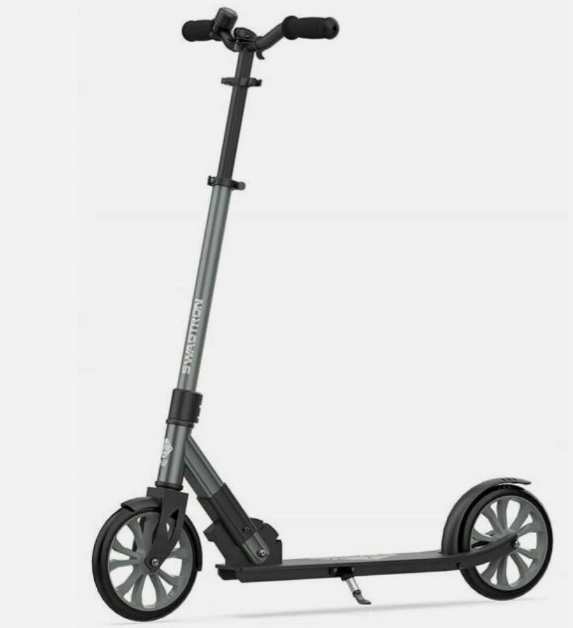 Grey Swagtron K8 Kick Scooter 99188-9 Foldable Lightweight, 220LB Capacity