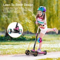 Besrey Kick Scooter 3 Wheel Scooter for 2-10 Years Girls and Boys,Pink