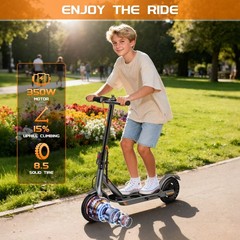 Kids Folding Electric Scooter App Control,350W 19MPH Age 8-12 Years Old ESCOOTER