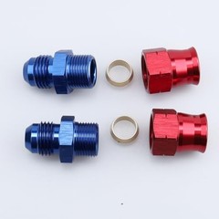 -6 AN Male to 3/8″ Hardline Compression Fitting 6AN to 3/8″ Red/Blue – 2PCS