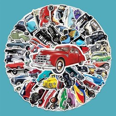 51 PCS Vintage Classic Car Stickers Pack for Kids Teens Adults Classic Cars Wate