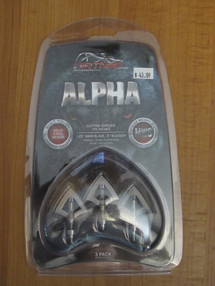 3 PK NEW DIRTNAP GEAR ALPHA 100/125 GR 4 BLADE BROADHEAD 1/4″ M BLADE 5/8″ BLEED