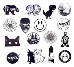 50pcs Black and White Skateboard Stickers Laptop Luggage Locker Decals Dope
