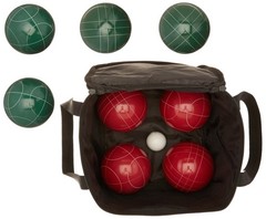 Amazon Basics 100mm Bocce Ball Game Set with 100mm, Green, Red, White