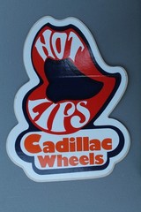 Cadillac Wheels Hot Lips Sexy Red White 70’s Z1A Vintage Skateboarding STICKER