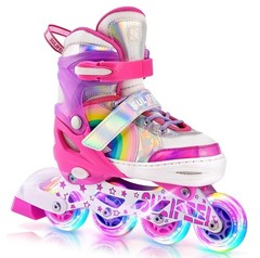 SULIFEEL Rainbow Unicorn Adjustable Inline Skates for Girls Boys and Kids wit…