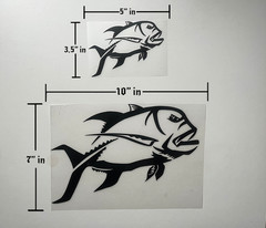 Handmade Fishing Vinyl Decal – Ulua / Giant Trevally 5 x 3.5″, 9 Color Choices!