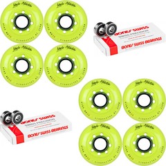Labeda Inline Roller Hockey Skate Wheels Addiction Yellow 80mm 4 Set Bones Swiss