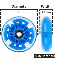 New! 2 Pack 80mm Blue Flashing Rear Wheels Kick Push Scooter Skates Luggage